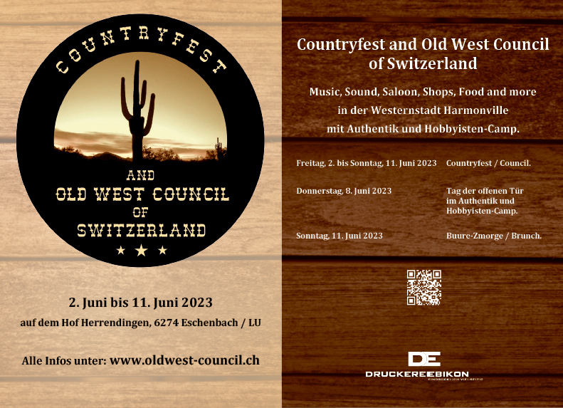 Countryfest and Old West Council of Switzerland, Hof Herrendingen, Music, Saloon, Shops, Food and more, www.oldwest-council.ch