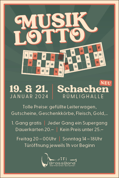 Musik Lotto, Brassband Werthenstein-Schachen, Rümlighalle, 20.00 bis 00.00 Uhr