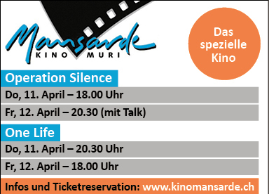 Kino Mansarde, "Operation Silence", 18.00 Uhr, "One Life", 20.30 Uhr, www.kinomansarde.ch