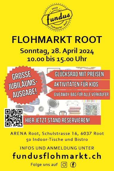 Fundus Flohmarkt, Arena, Schulstrasse 16, 10.00 bis 15.00 Uhr, www.fundusflohmarkt.ch