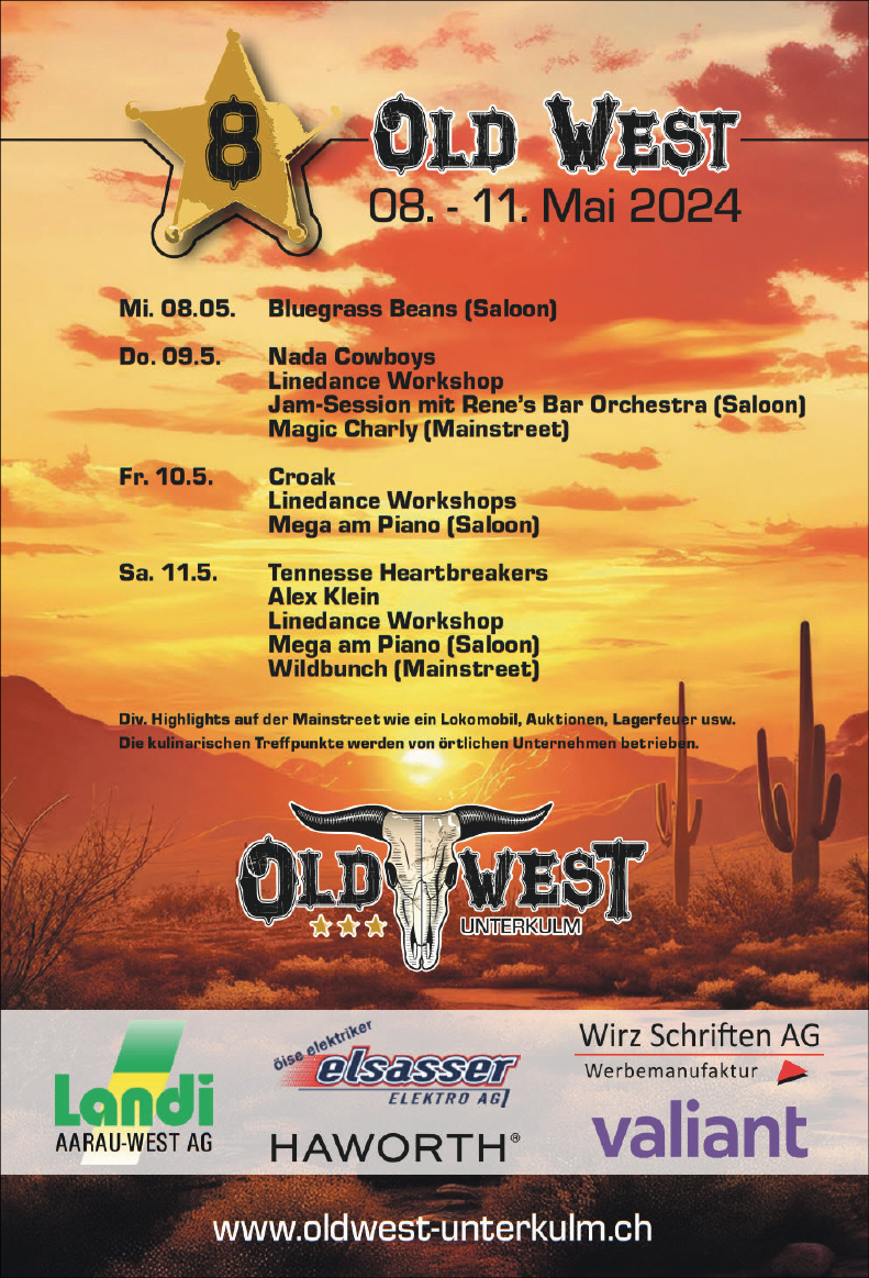 Old West, Tennesse Heartbreakers, Alex Klein, Lindedance Workshop, Mega am Piano, Wildbunch, www.oldwest-unterkulm.ch